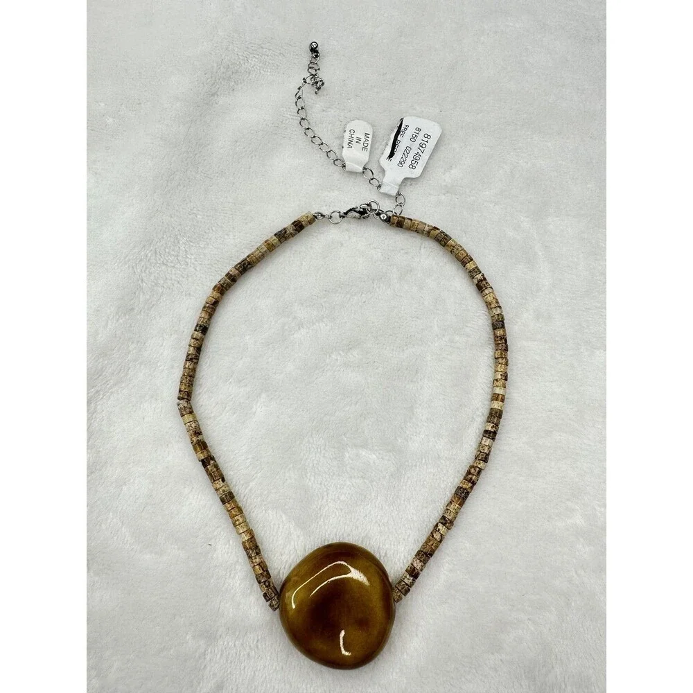 NEW Free People The Florist Choker Bohemian Beach Layering Neutral Brown Ceramic